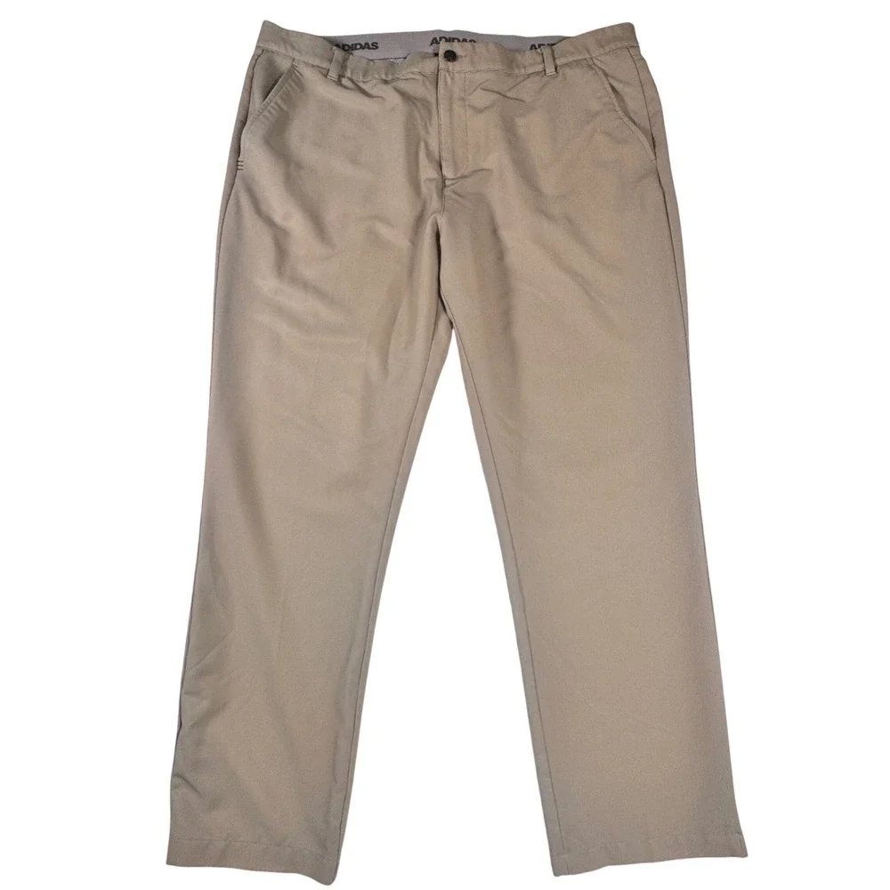 Adidas‎ Ultimate365 Golf Pants Mens 42x31 Tan Pinstripe Performance Chino